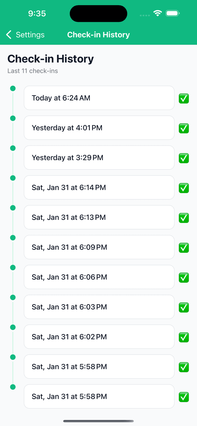 I'm Alive history screen